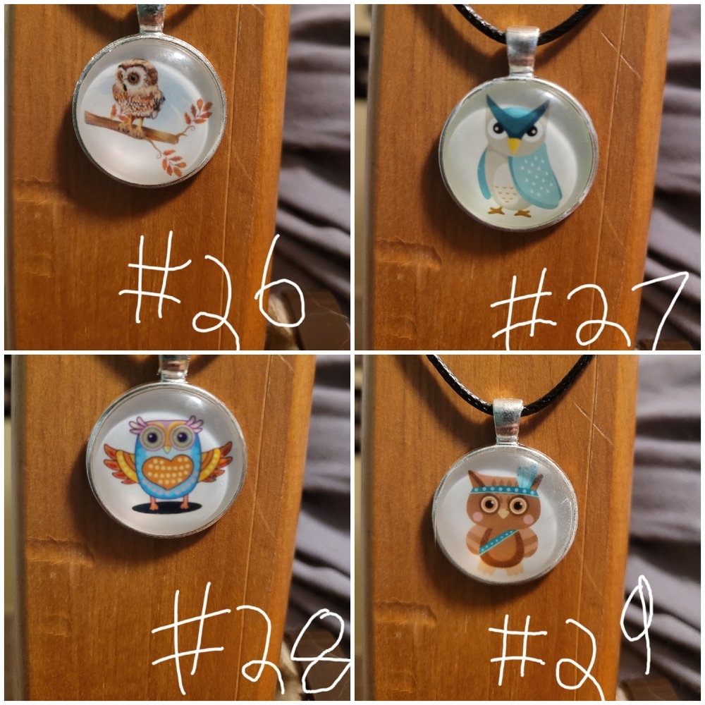 Handmade owl pendant necklaces